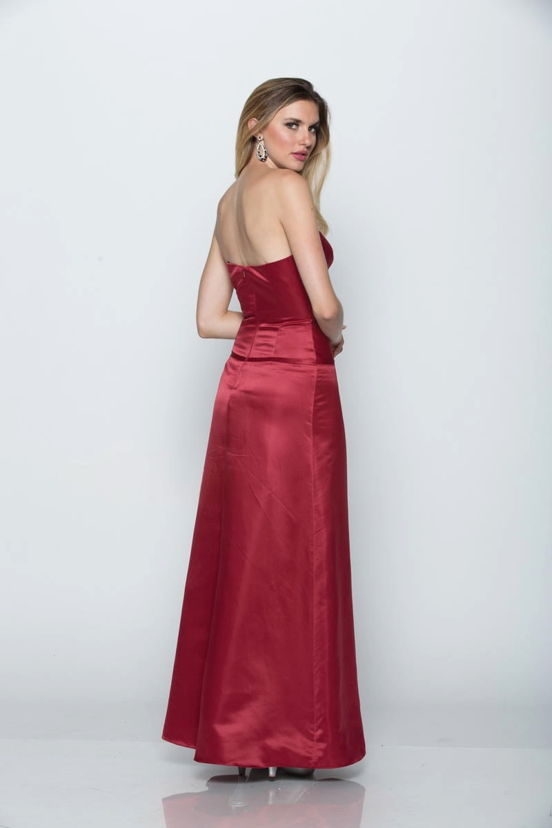 Strapless Satin A-Line Gown – Classic Formal Dress - prom dress