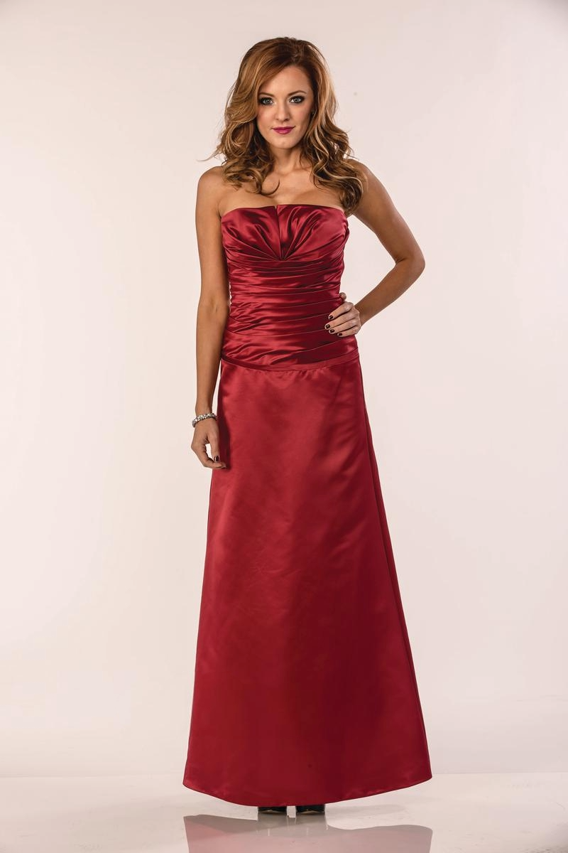 Strapless Satin A-Line Gown – Classic Formal Dress - prom dress