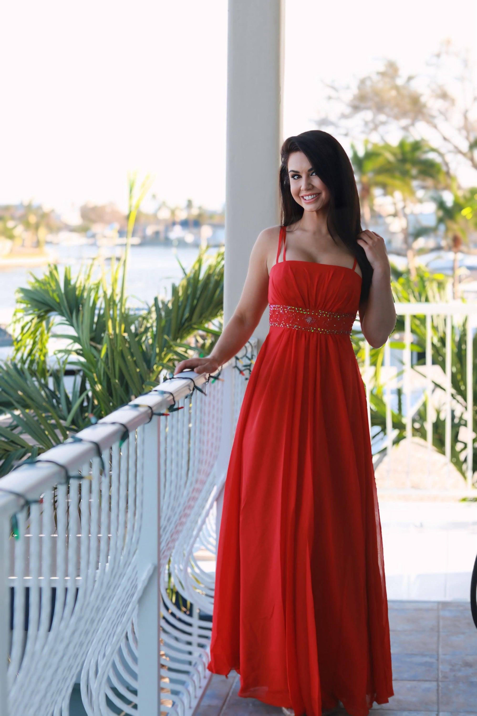 Elegant Chiffon Dress – Empire Waist Spaghetti Strap Gown for Formal Events - prom dress