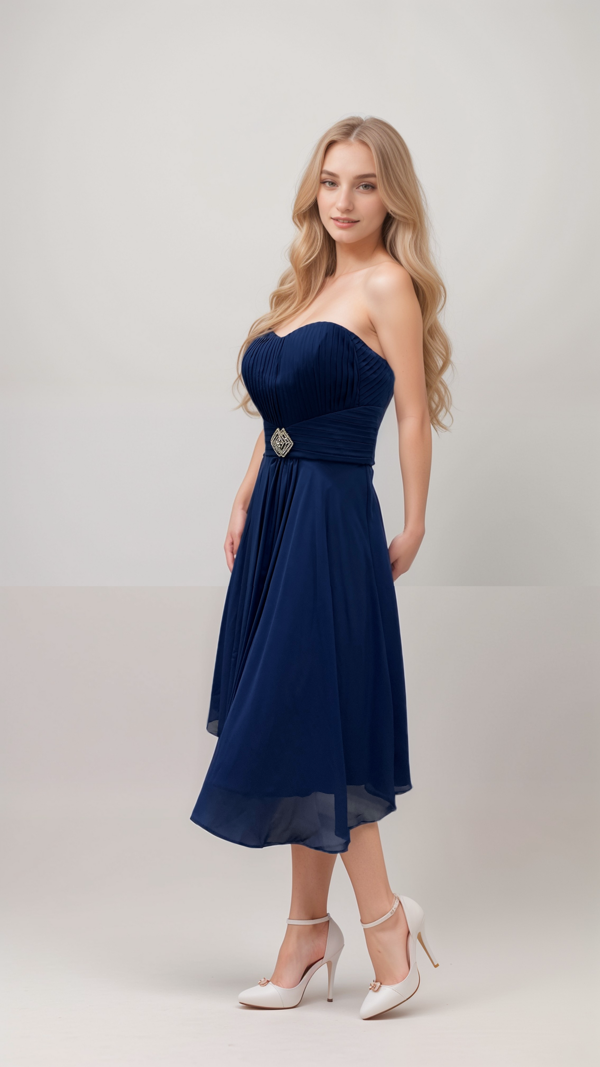 Strapless A-Line Chiffon Dress – Elegant & Flowy Silhouette - prom dress