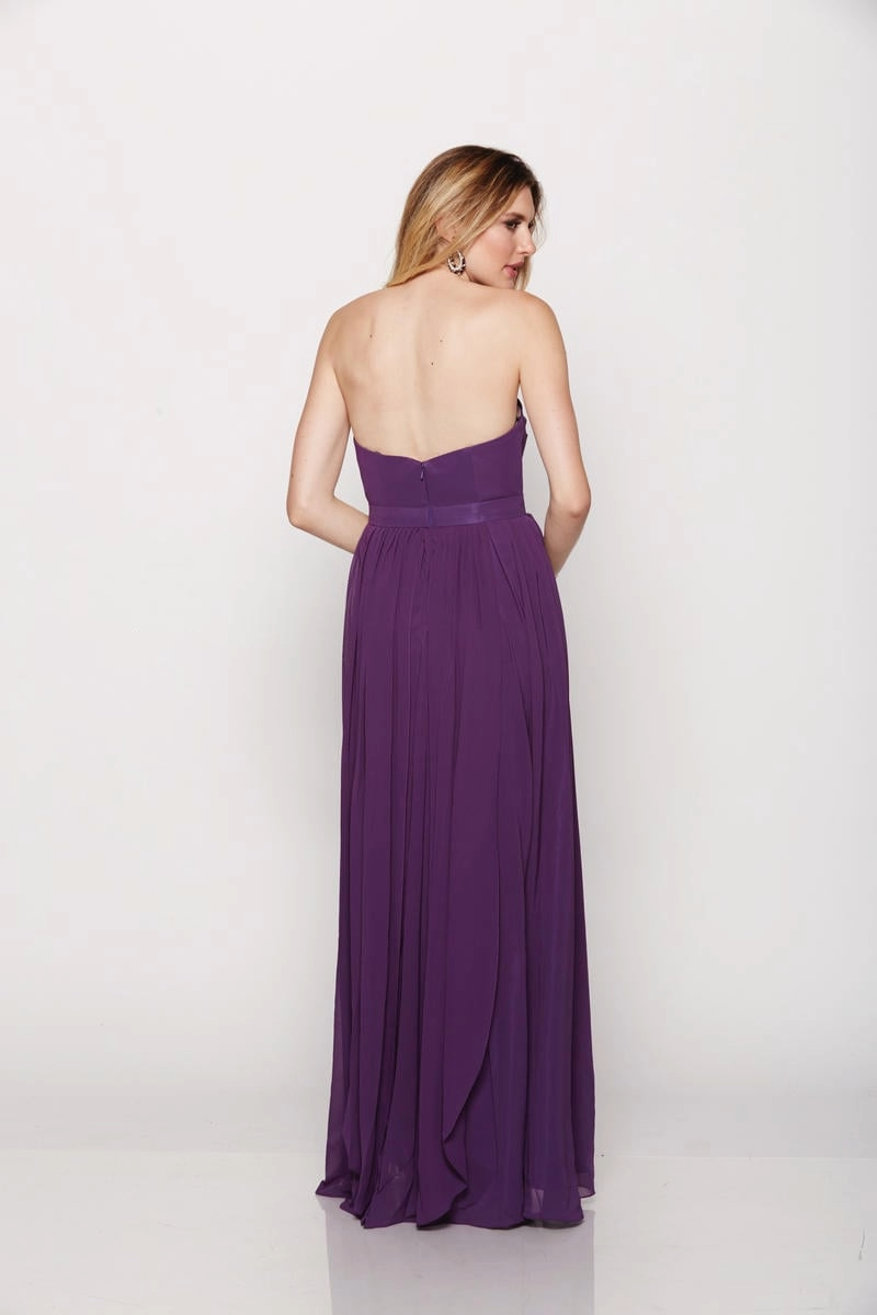Strapless Chiffon Dress – Sweetheart Neckline & Embellished Waist - prom dress