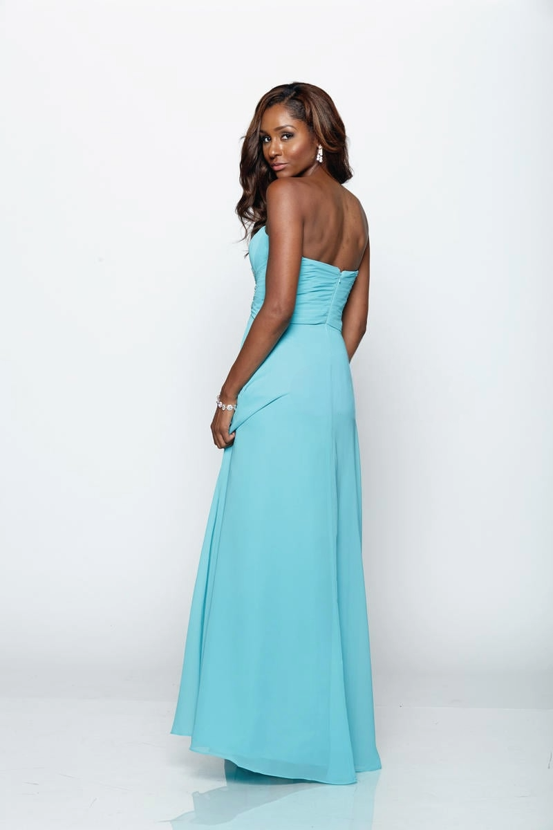 Light Blue Strapless Chiffon Dress – Flowy A-Line Gown - prom dress