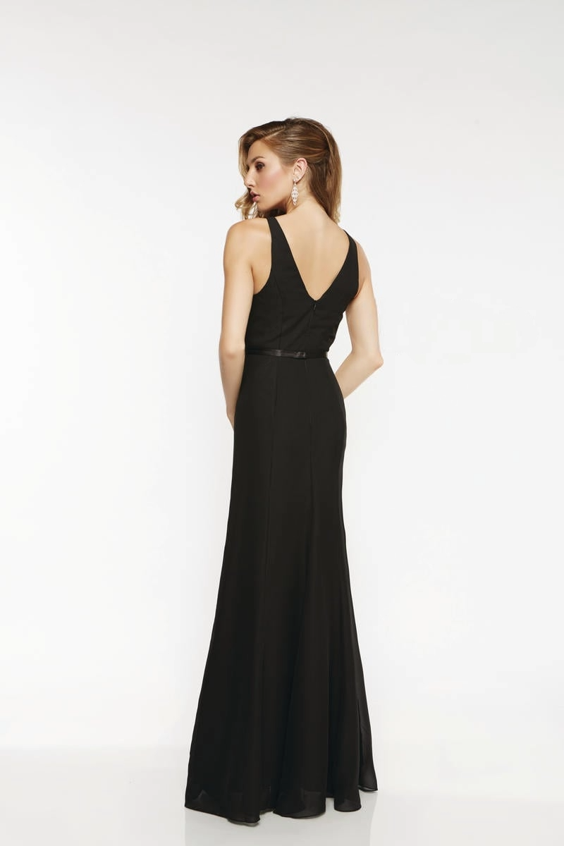 Black Halter Dress – Elegant A-Line Gown with Side Slit - prom dress