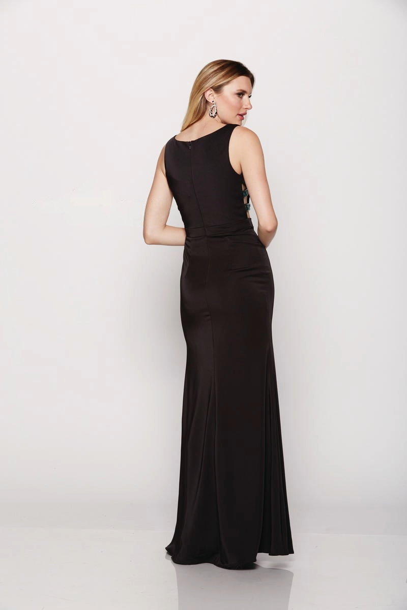 Black Sleeveless Prom Dress – Cutout Side Details with Fitted Silhouette - prom dress