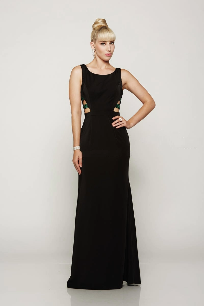 Black Sleeveless Prom Dress – Cutout Side Details with Fitted Silhouette - prom dress