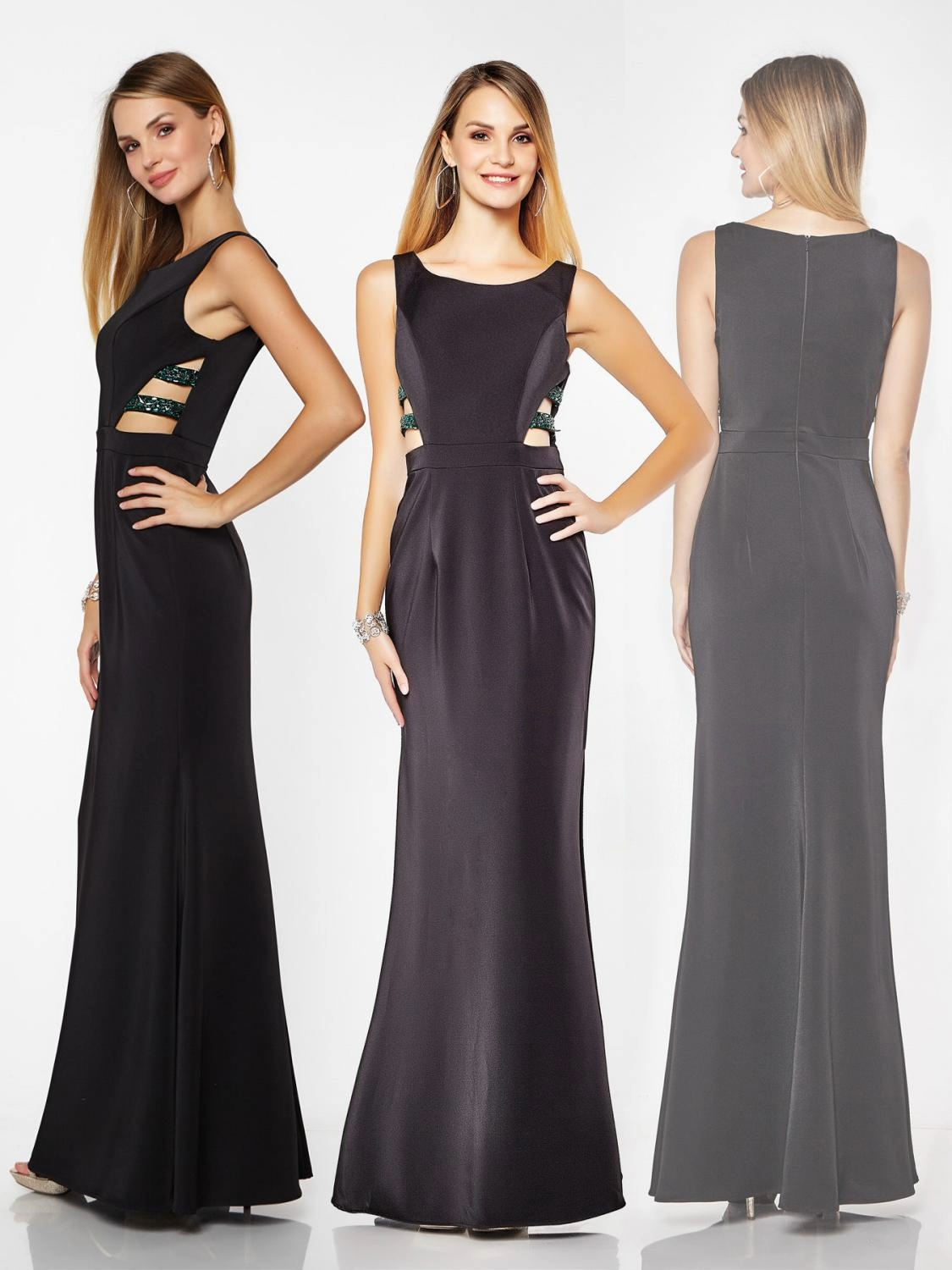 Black Sleeveless Prom Dress – Cutout Side Details with Fitted Silhouette - prom dress