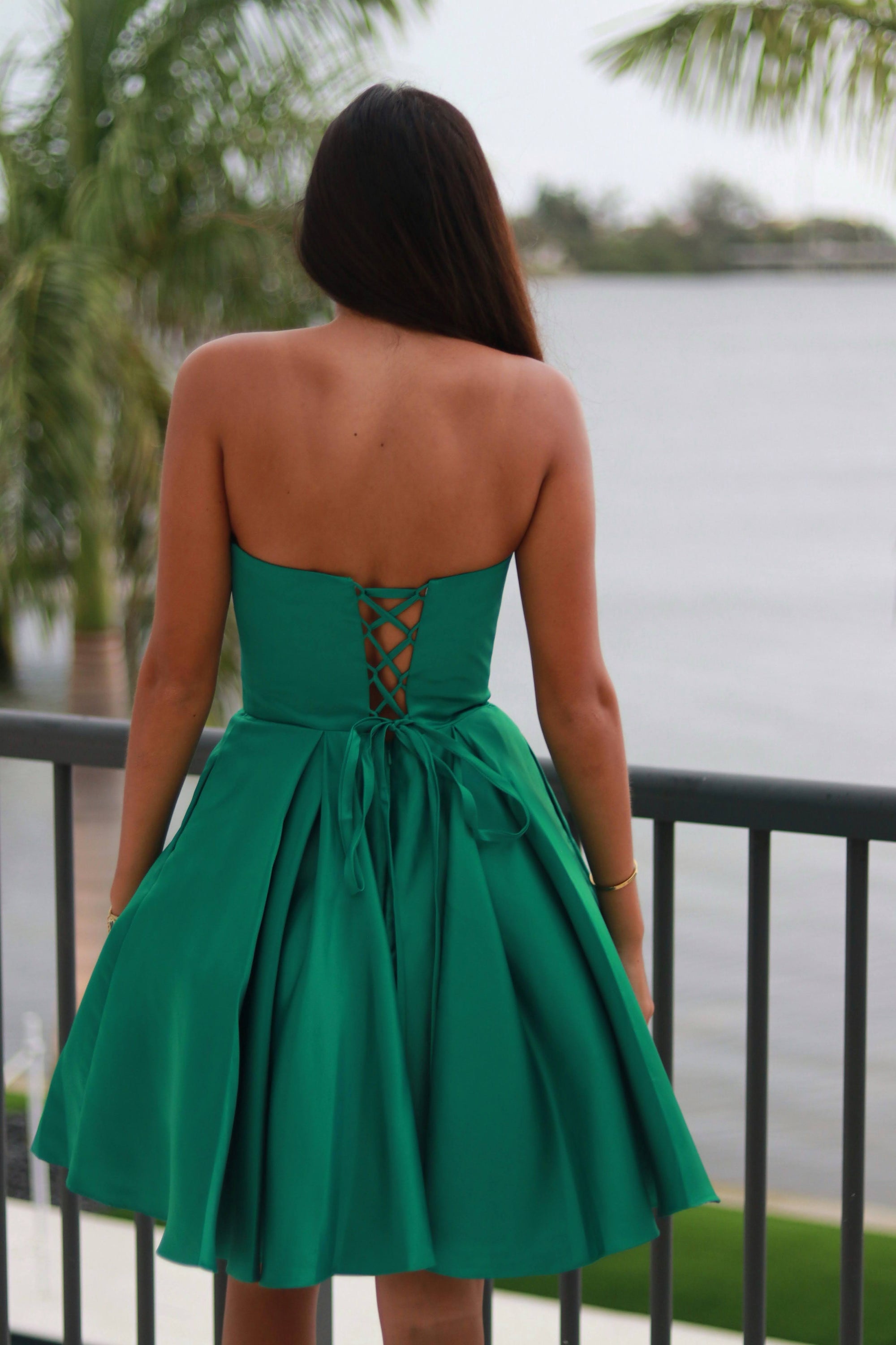 Strapless Satin Skater Dress – Timeless Fit & Flare Silhouette - prom dress