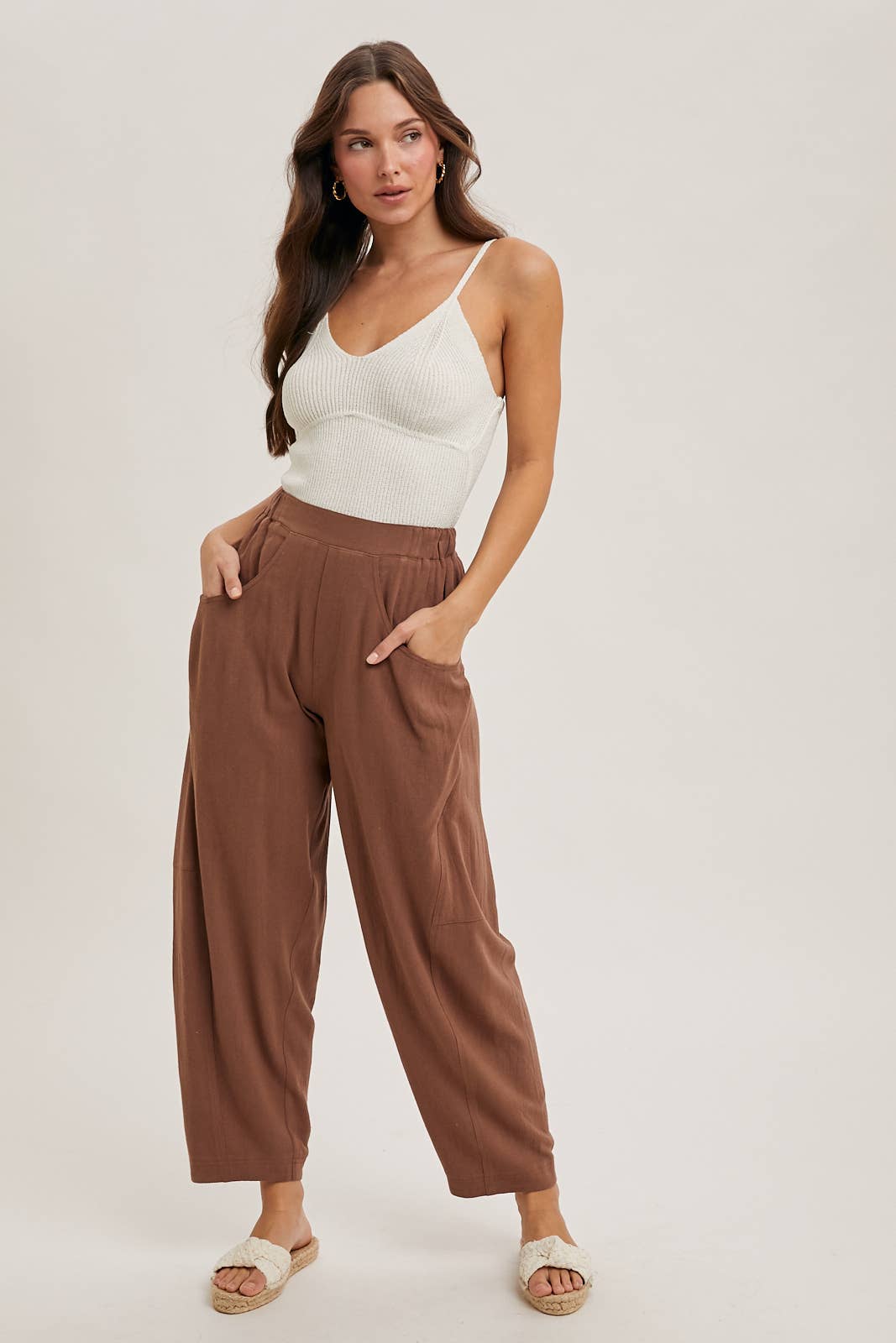 Relaxed Barrel Pants With Pockets