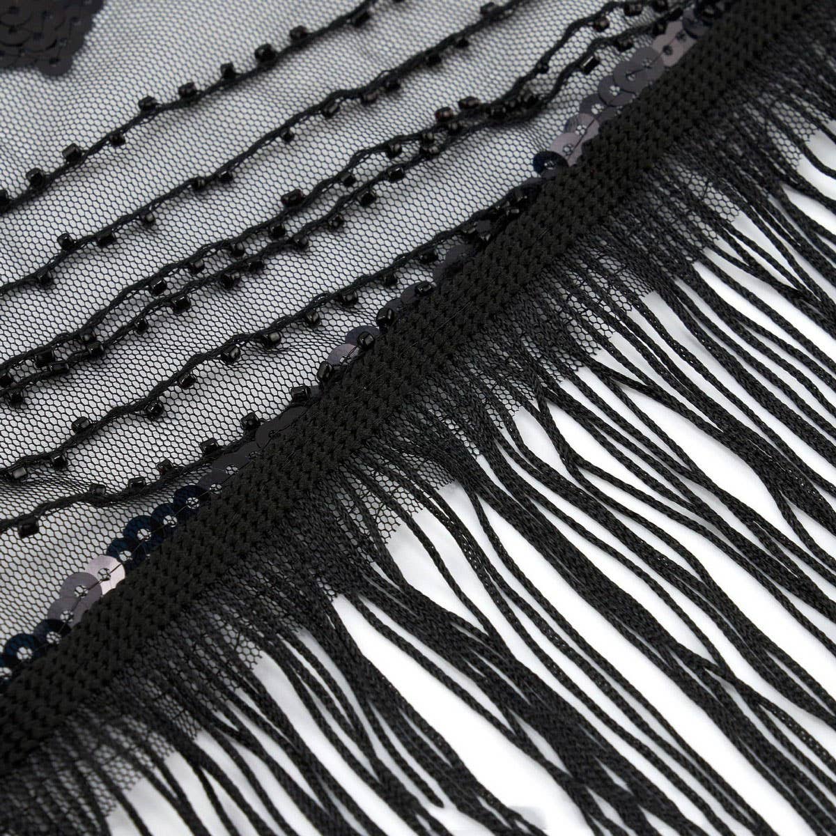 Elegant Sheer Sequin Fringe Wrap