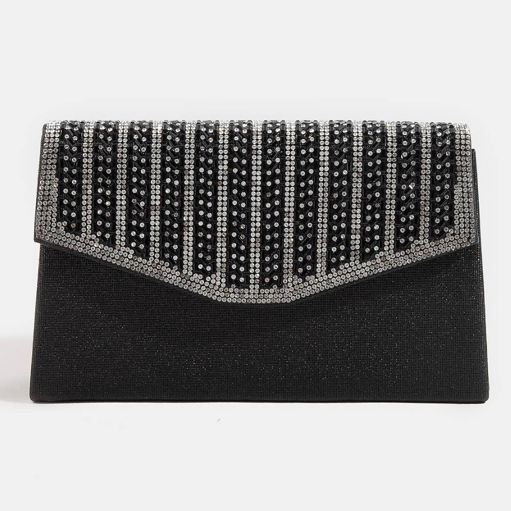 Rhinestone Trim Envelope Clutch Bag