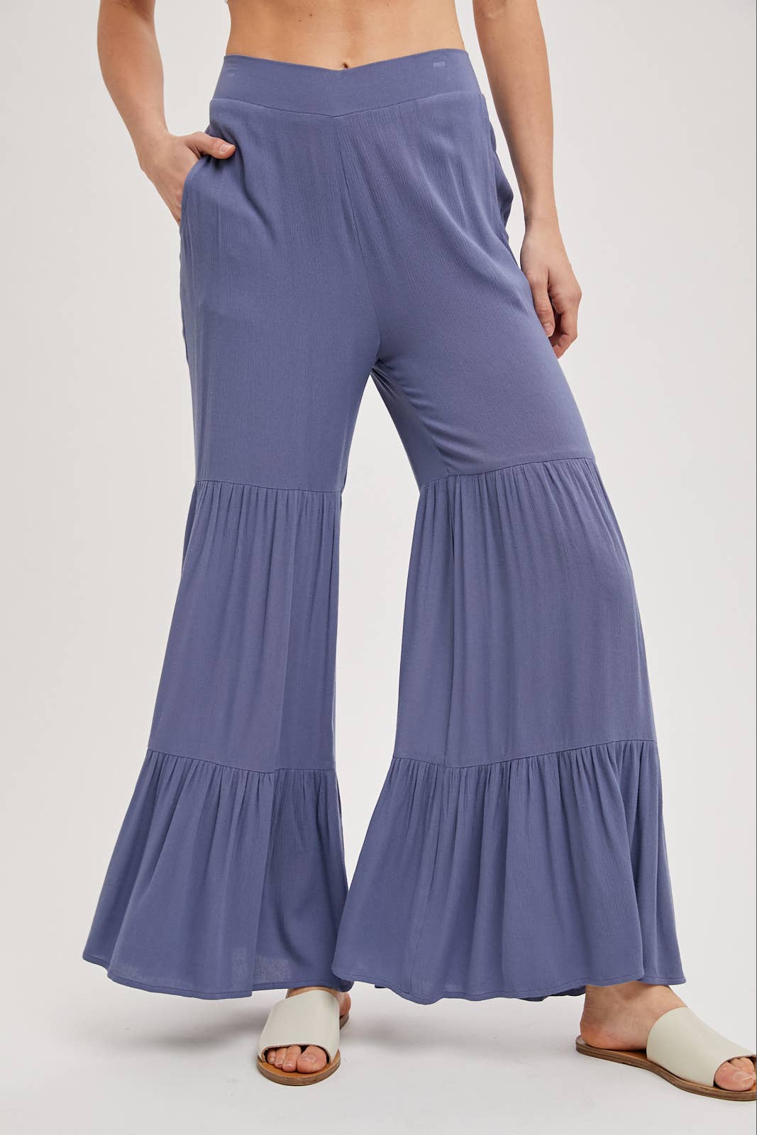 Tiered Wide Leg Pants No Lining