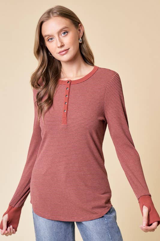 Henley Top With Contrast