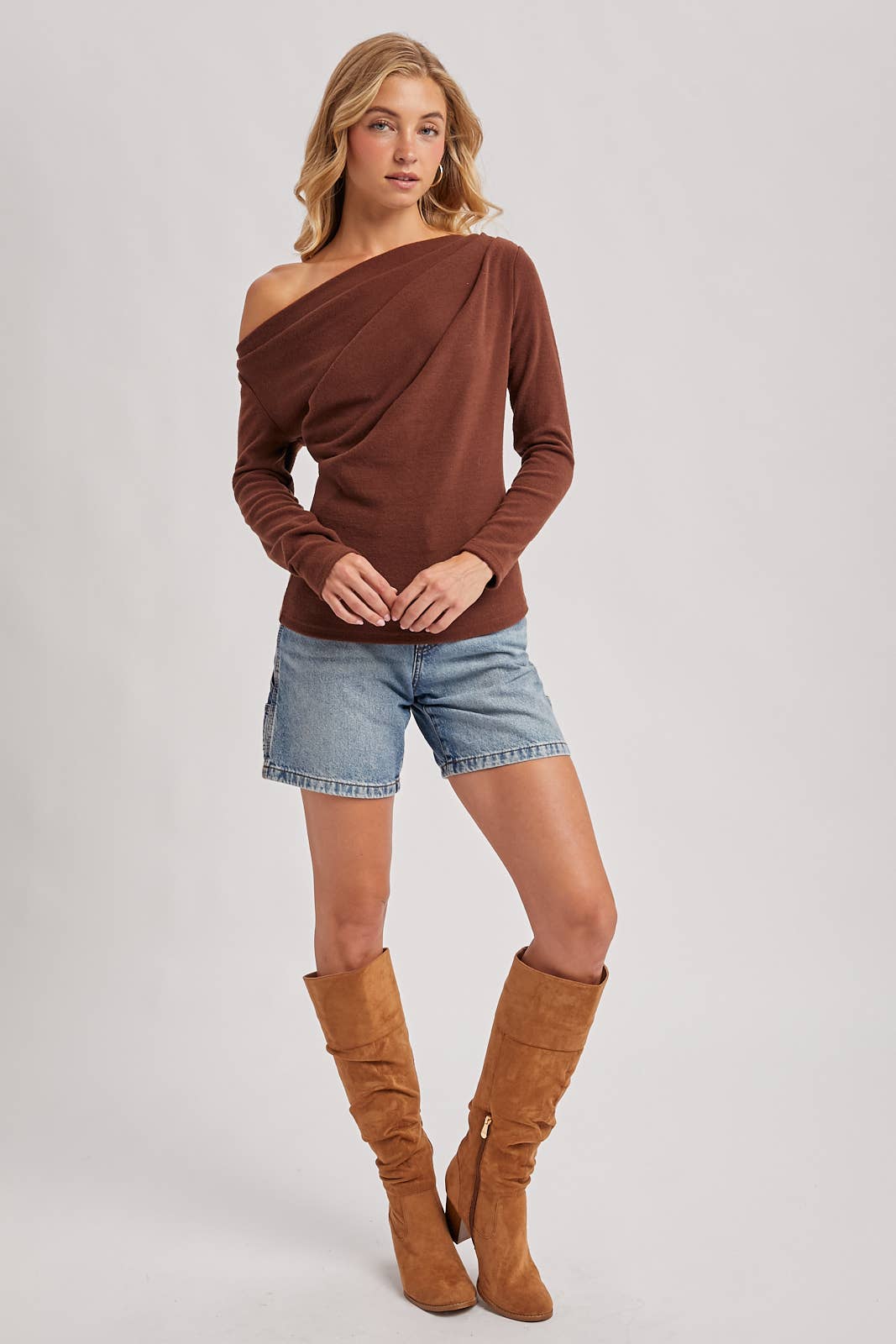 One Off Shoulder Knit Top