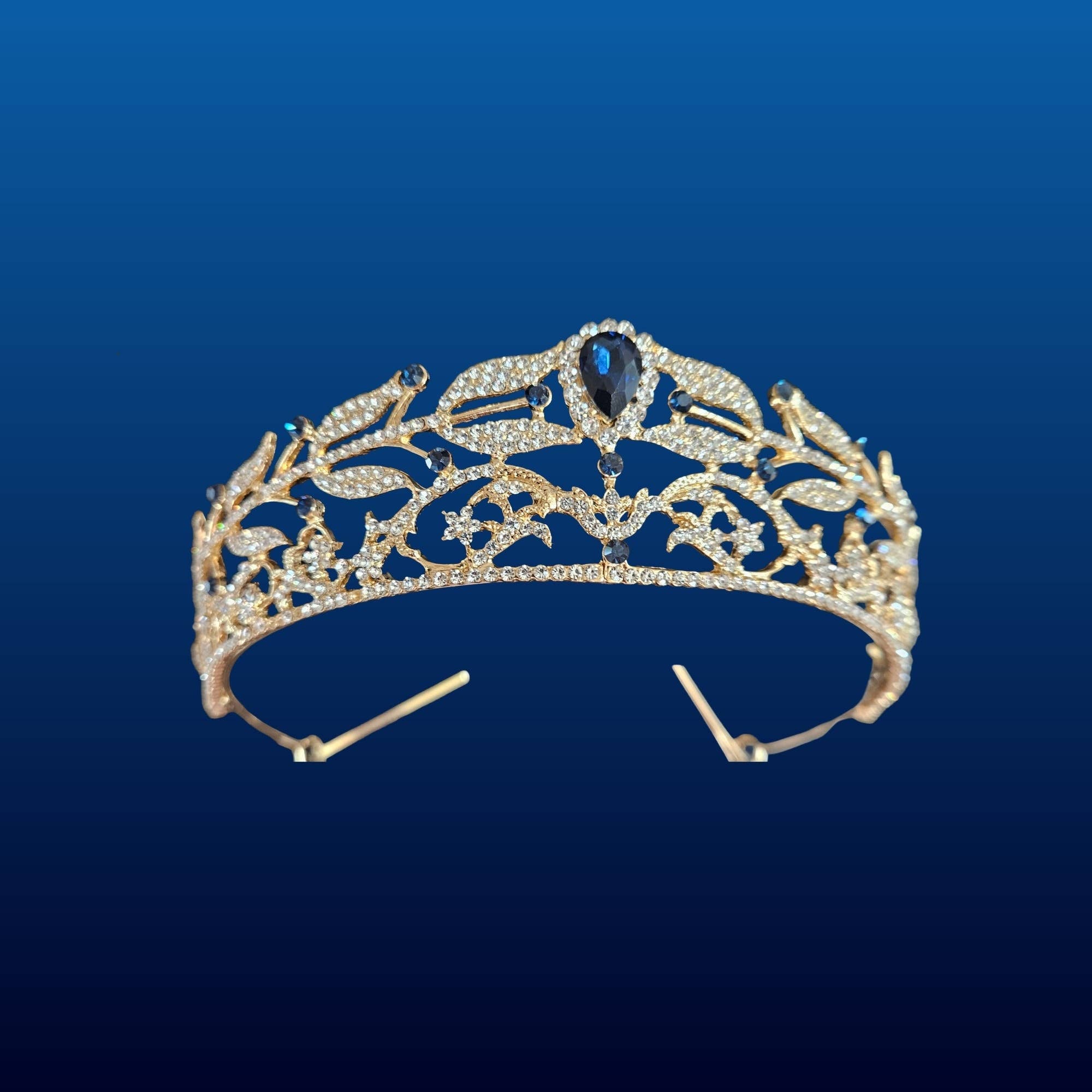69858-218 Gold Montana blue Tiara L 15.5 *H 1.75''
