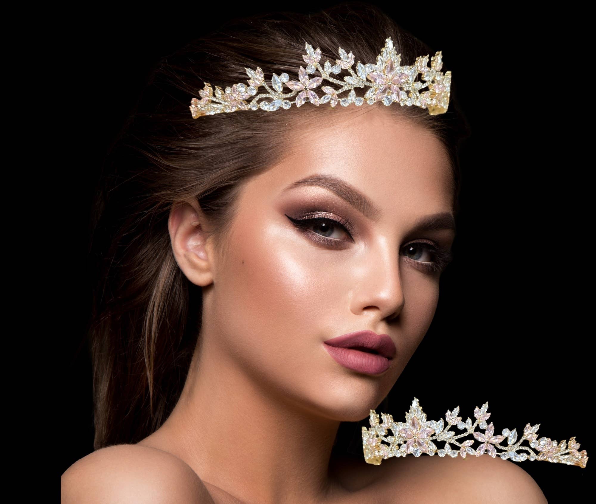 69843-215 Gold pink Plating Tiara 14*1.25''