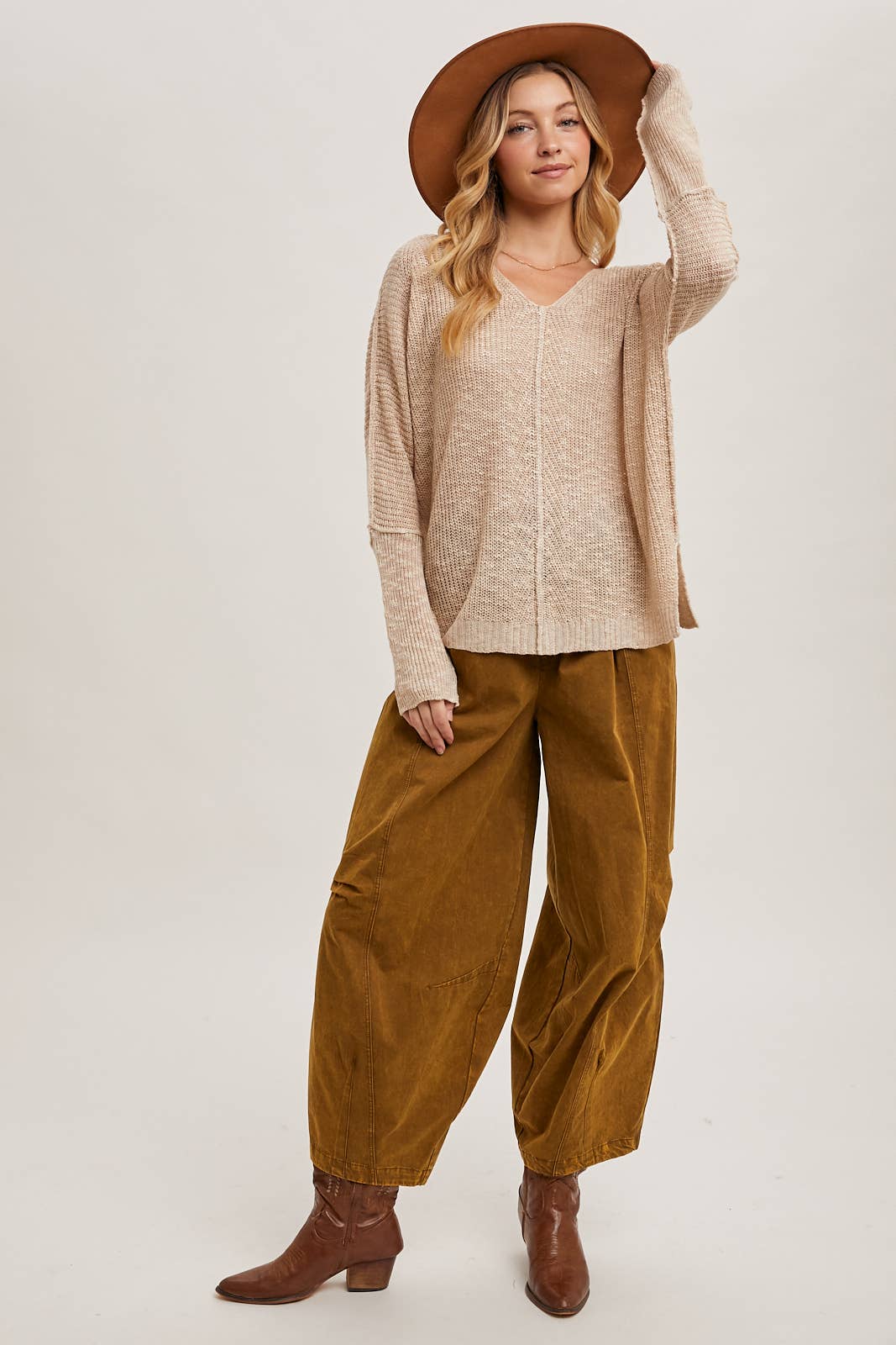 Sheer Loose fit V-Neck Knit Sweater Pullover