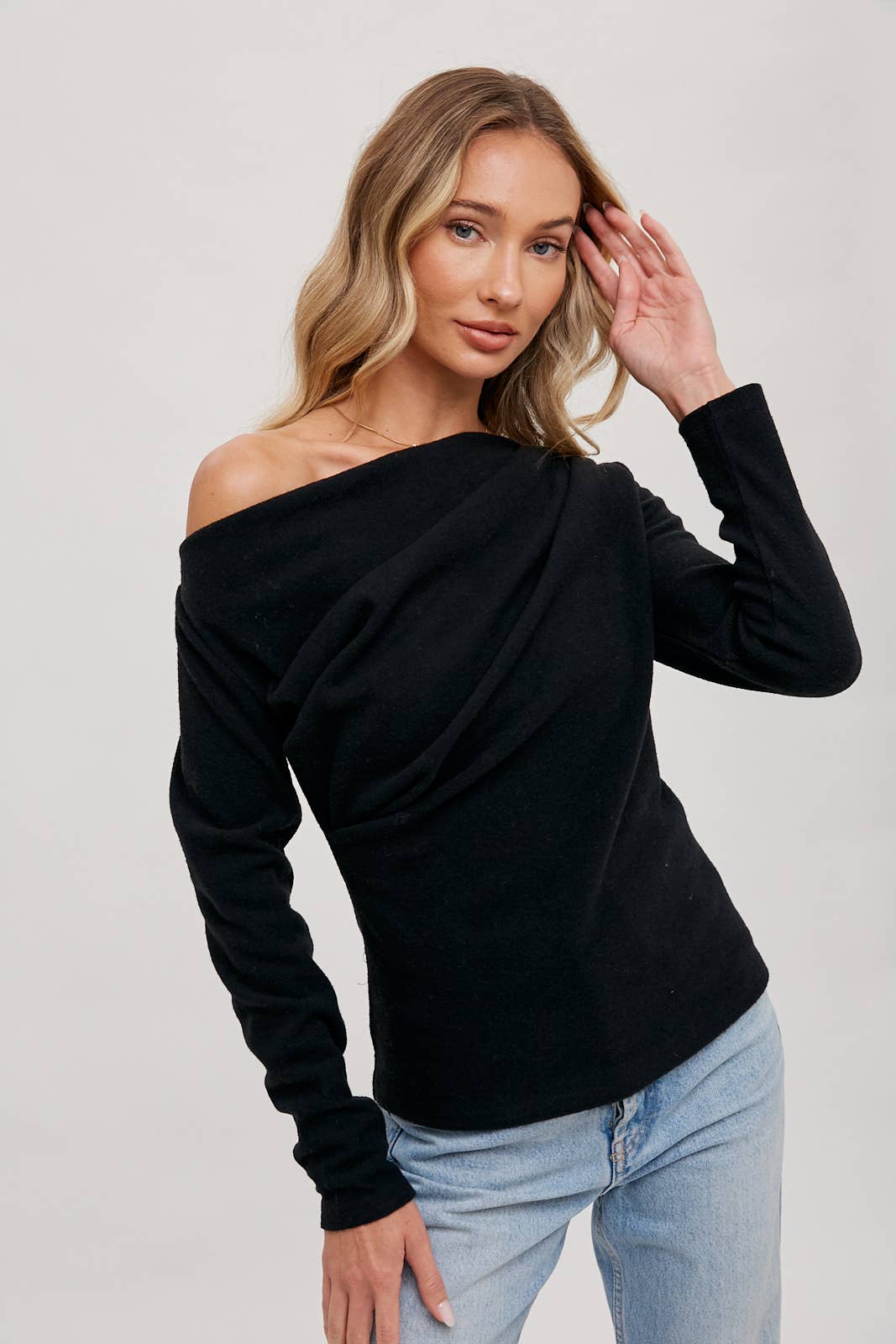 One Off Shoulder Knit Top