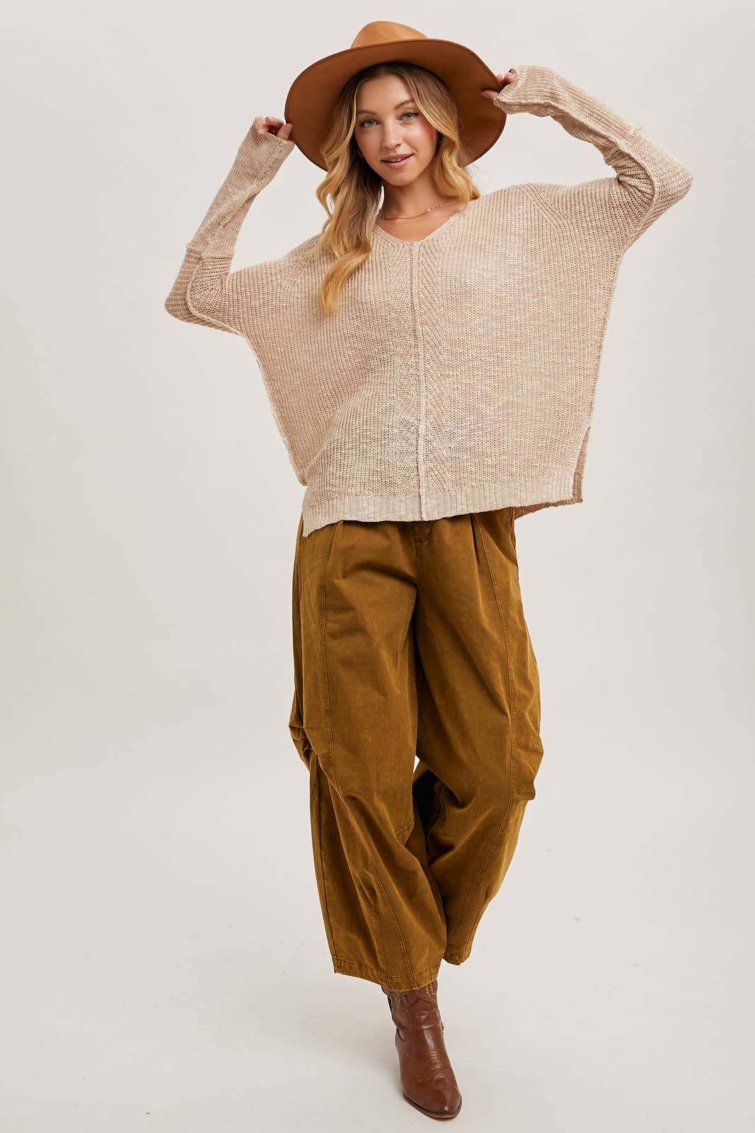 Sheer Loose fit V-Neck Knit Sweater Pullover