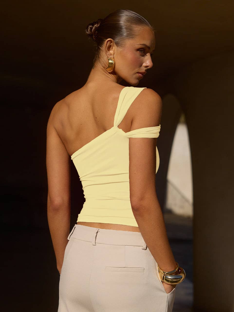 Asymmetrical Off-Shoulder Strapless Top