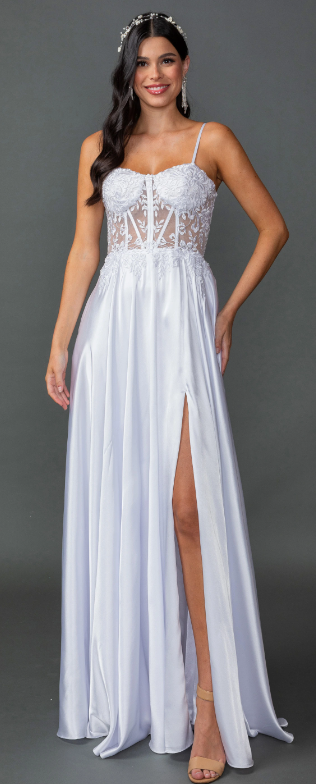 Strapless Prom Dress with Beaded Bodice