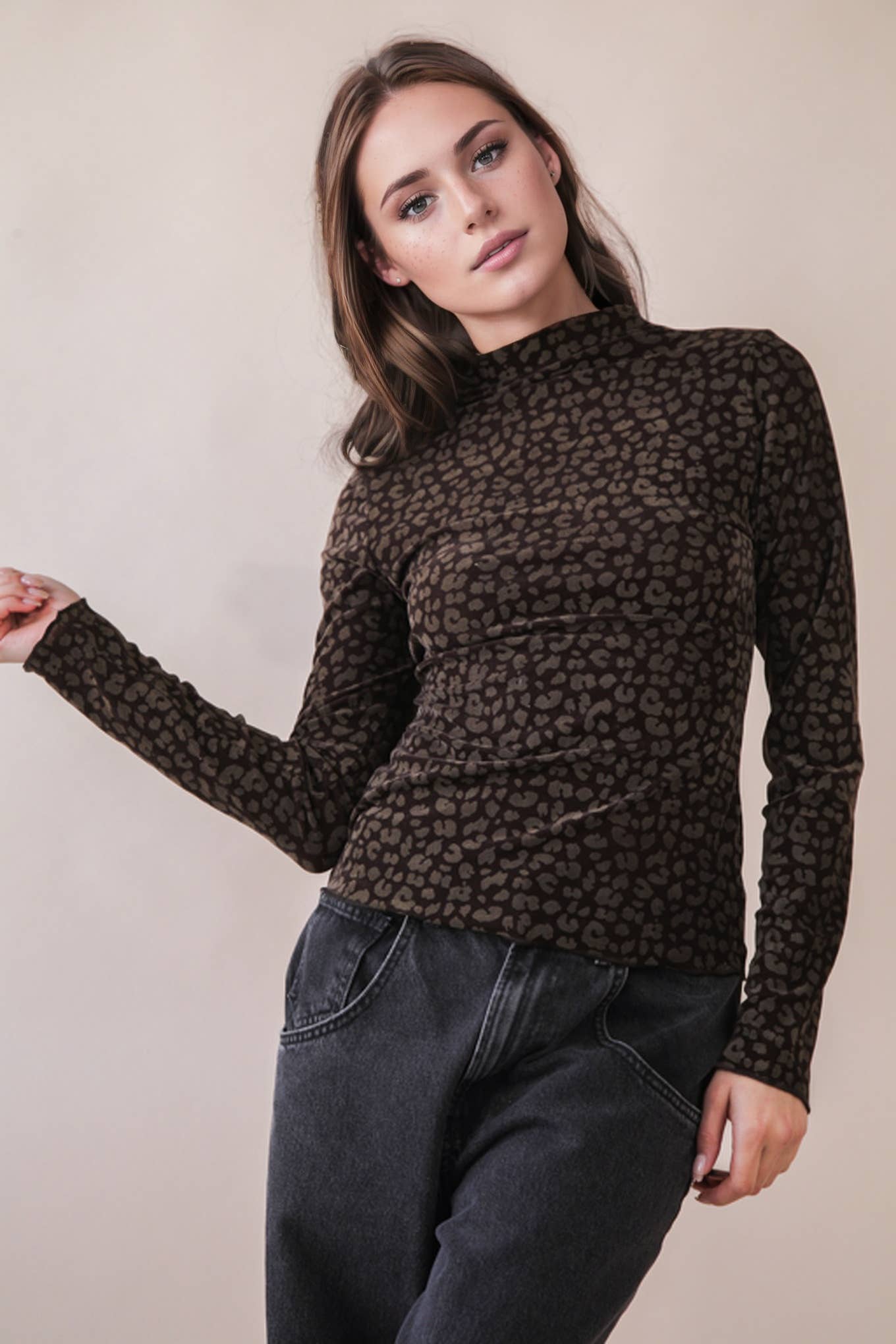 Leopard &amp; Stone Fitted Top