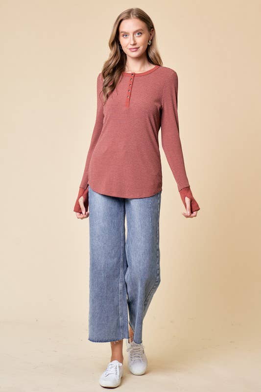 Henley Top With Contrast