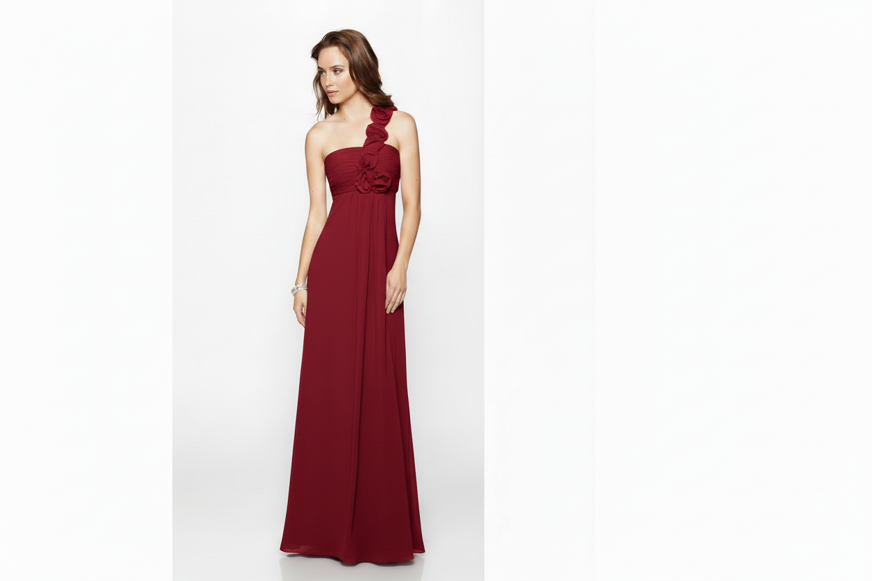 One-Shoulder Chiffon Gown