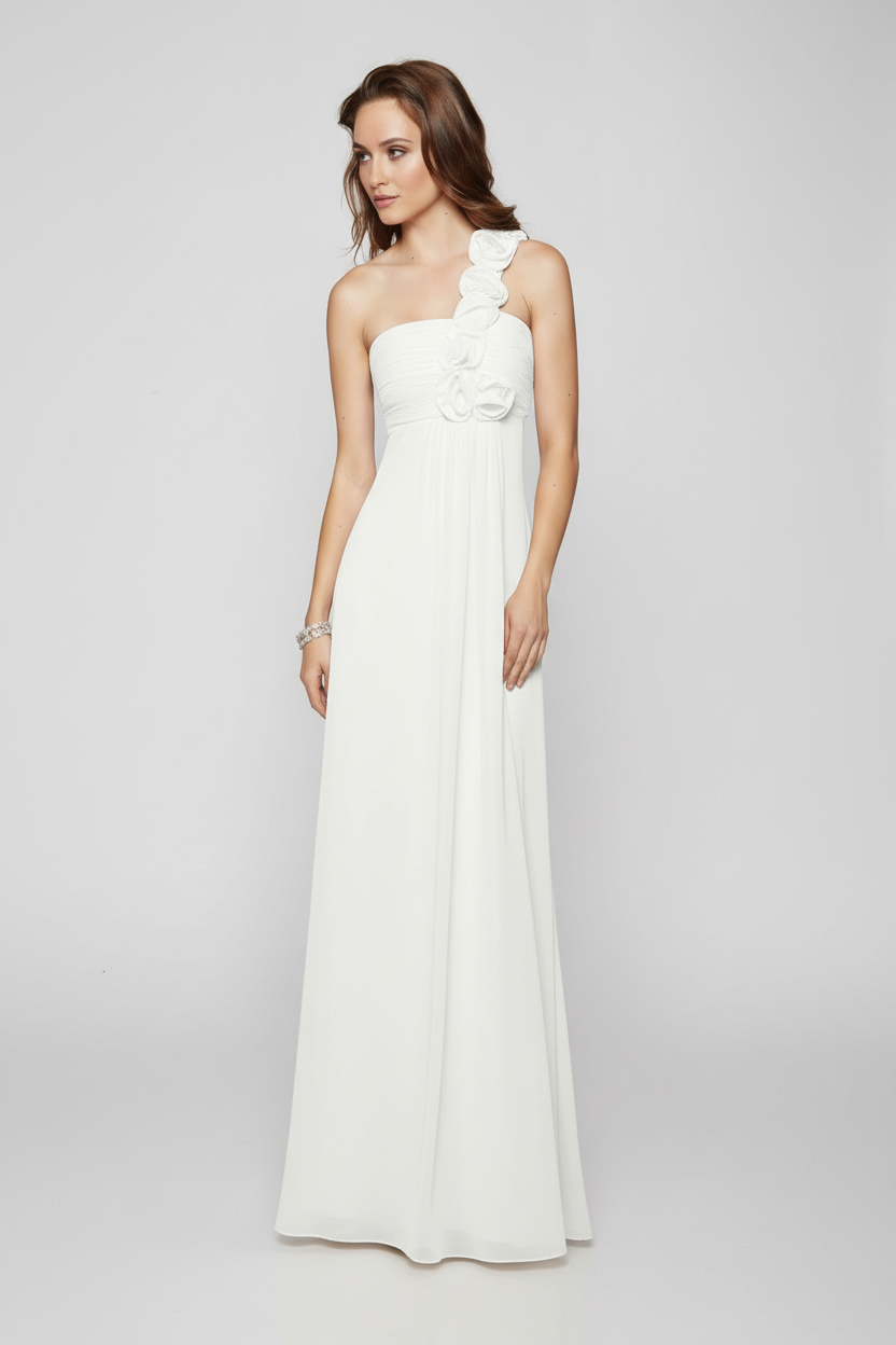 One-Shoulder Chiffon Gown