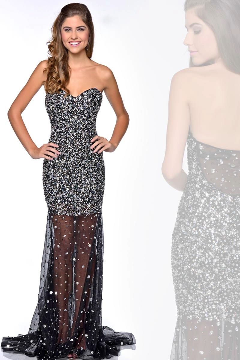 Last Dress: Black Sheer Corset Gown – Crystal Embellished Dress - prom dress_E1767_BLACK_4