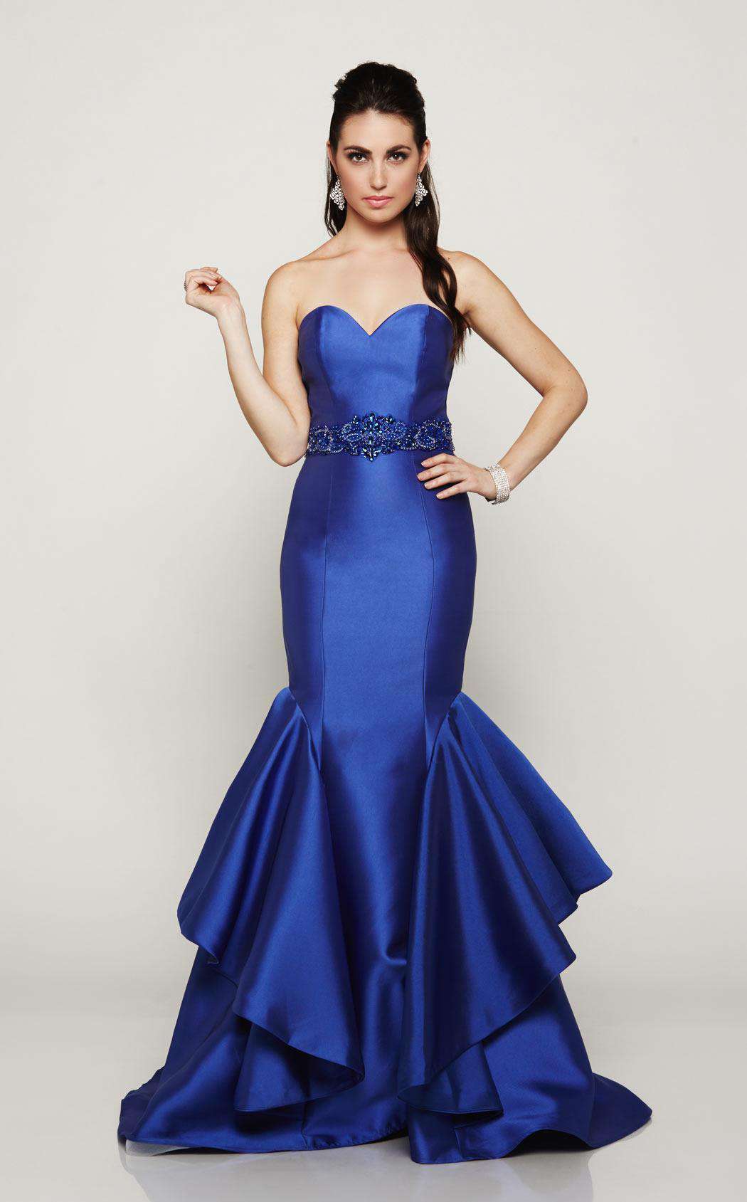 Last Dress: Strapless Mermaid Dress – Satin Ruffled Skirt with Beaded Waist Detail - prom dress_E2016_ROYAL_0