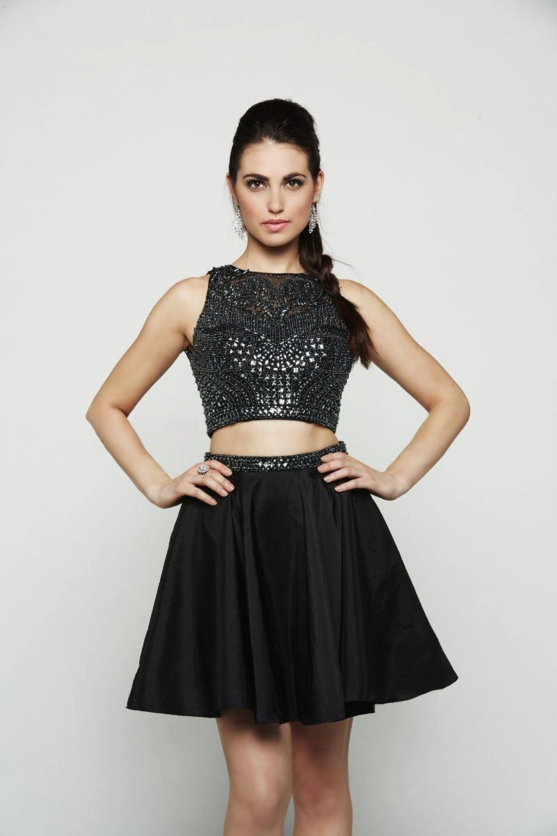 Last Dress: Black Sequin Two-Piece Dress – High Neck & A-Line Skirt - prom dress_E2035_BLACK-GUNMETAL_18