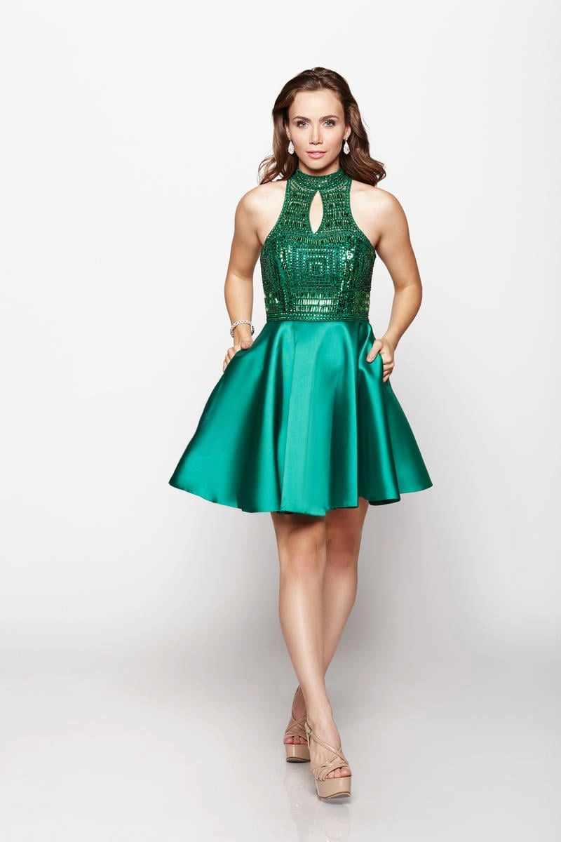 Last Dress: Emerald Radiance Halter Dress – Sequin Bodice & Satin Skirt - prom dress_E2036_EMERALD_4