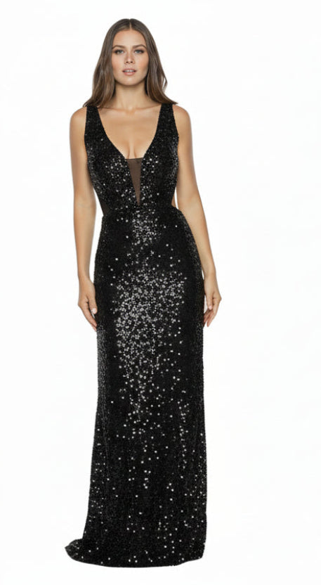 frosted formal dress Aida Frosted Lilac Maxi Dress