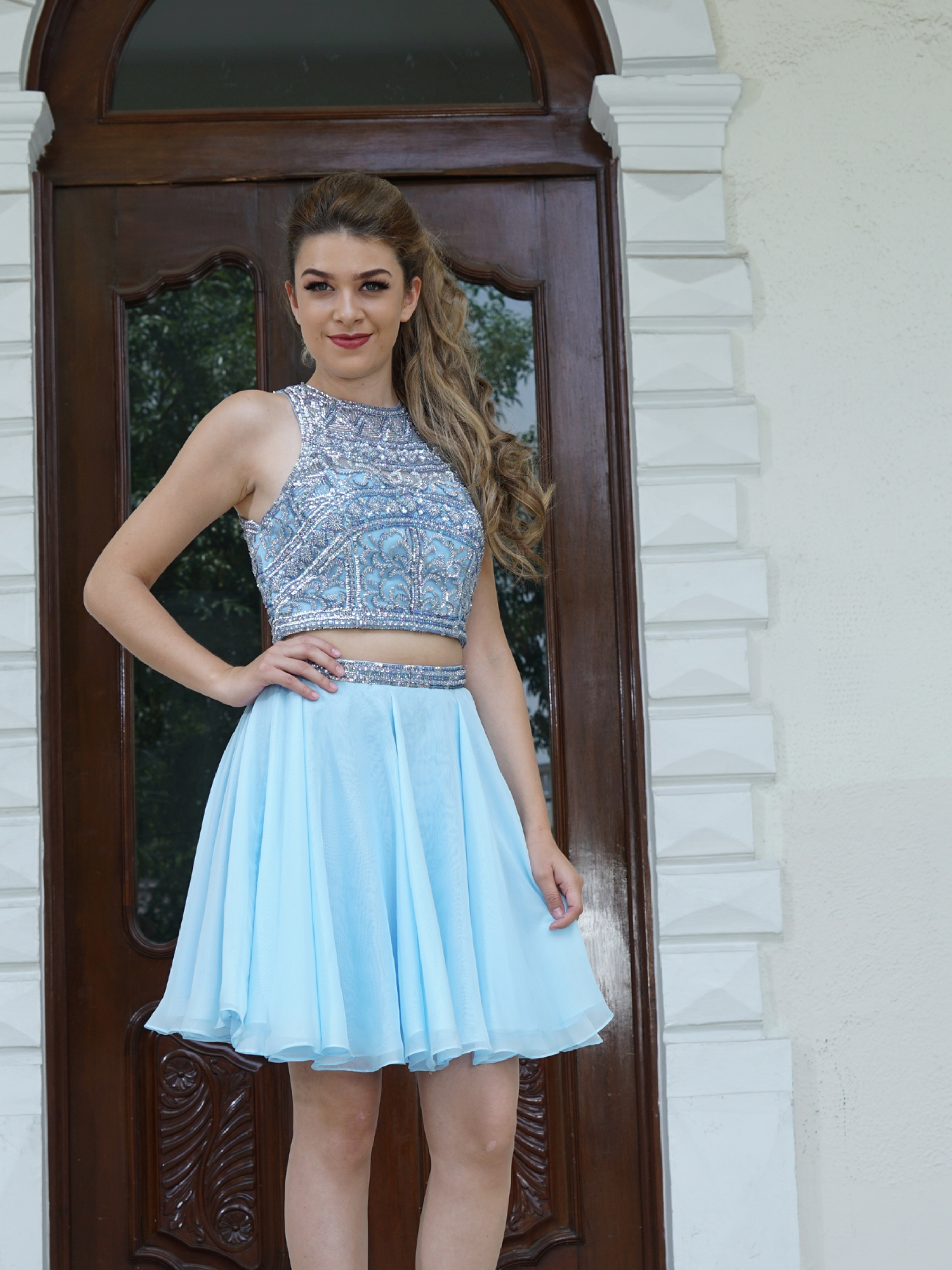 prom dress flowy skirt Yellow A-line Prom Dress style DQ 4276