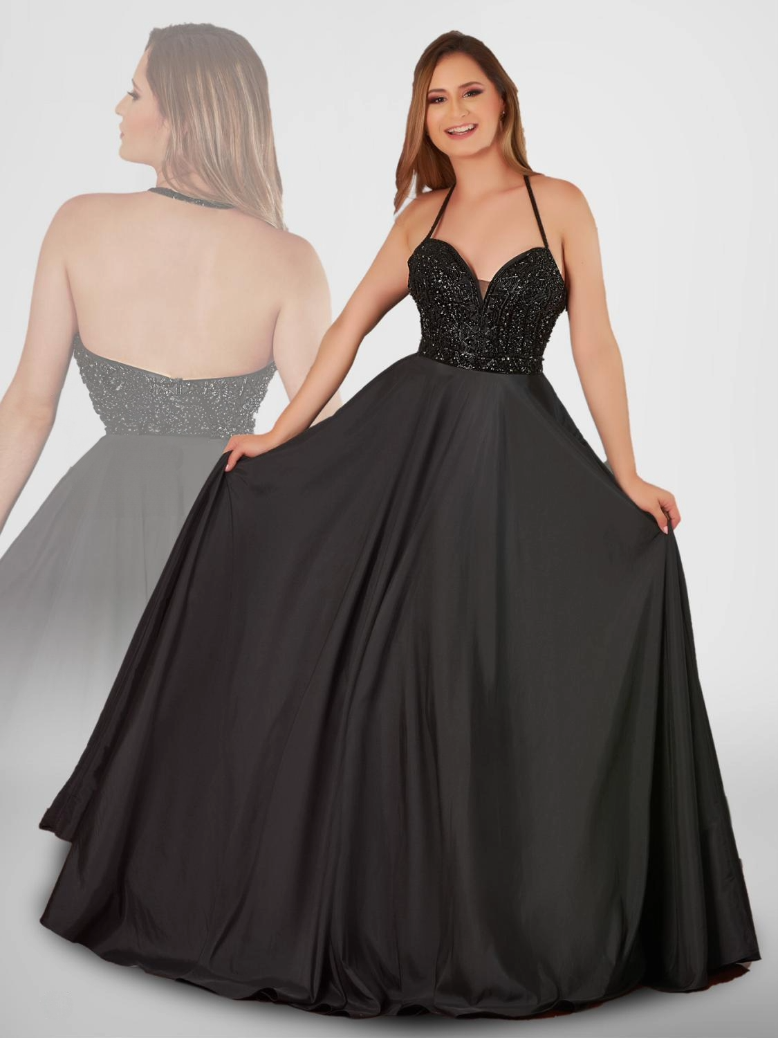 Last Dress: Midnight Sparkle Halter Ball Gown_E2589_BLACK_8