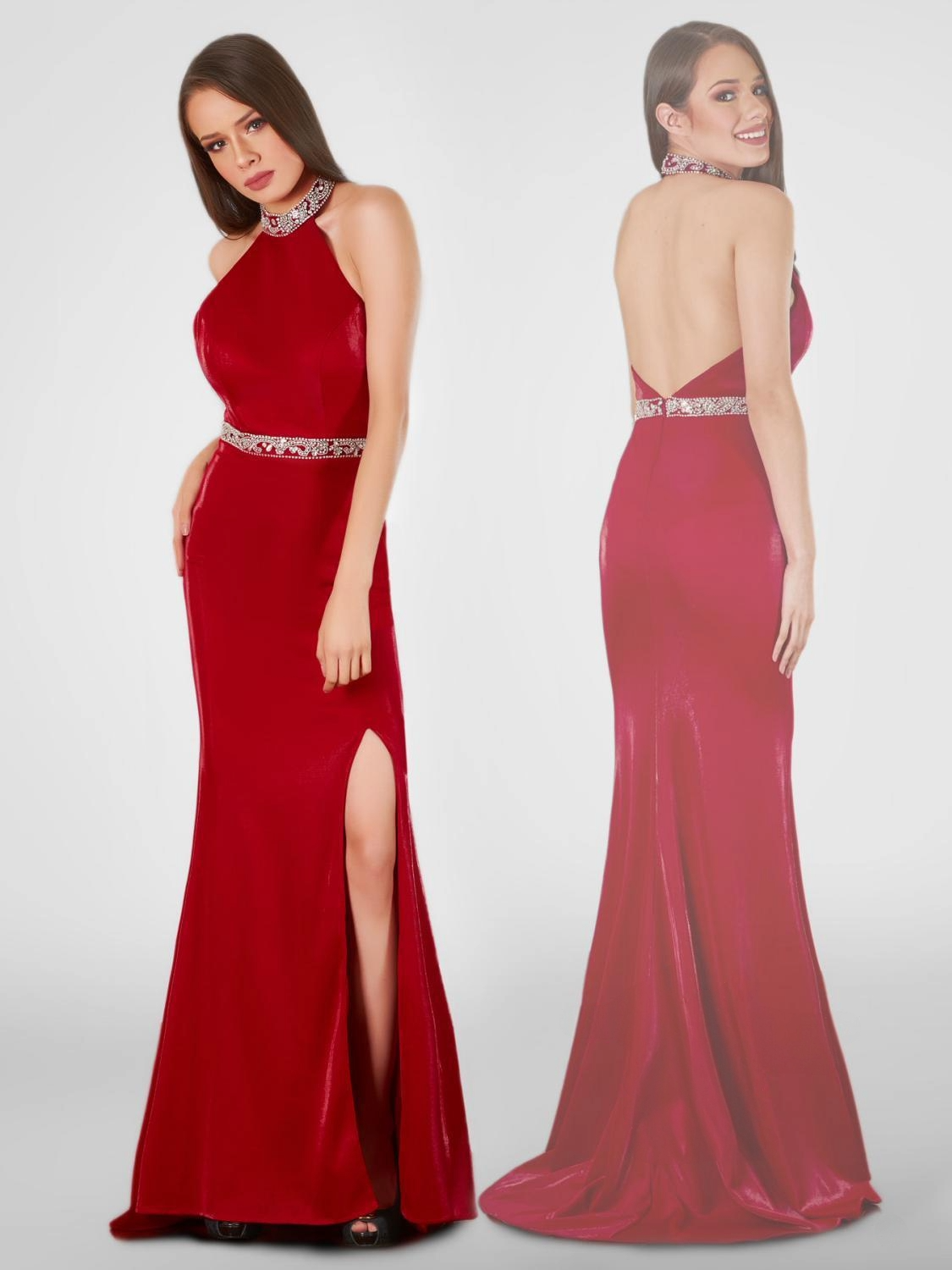 Last Dress: Red Satin Halter Prom Dress with Open Back & High Slit - prom dress_E2767_WINE_18