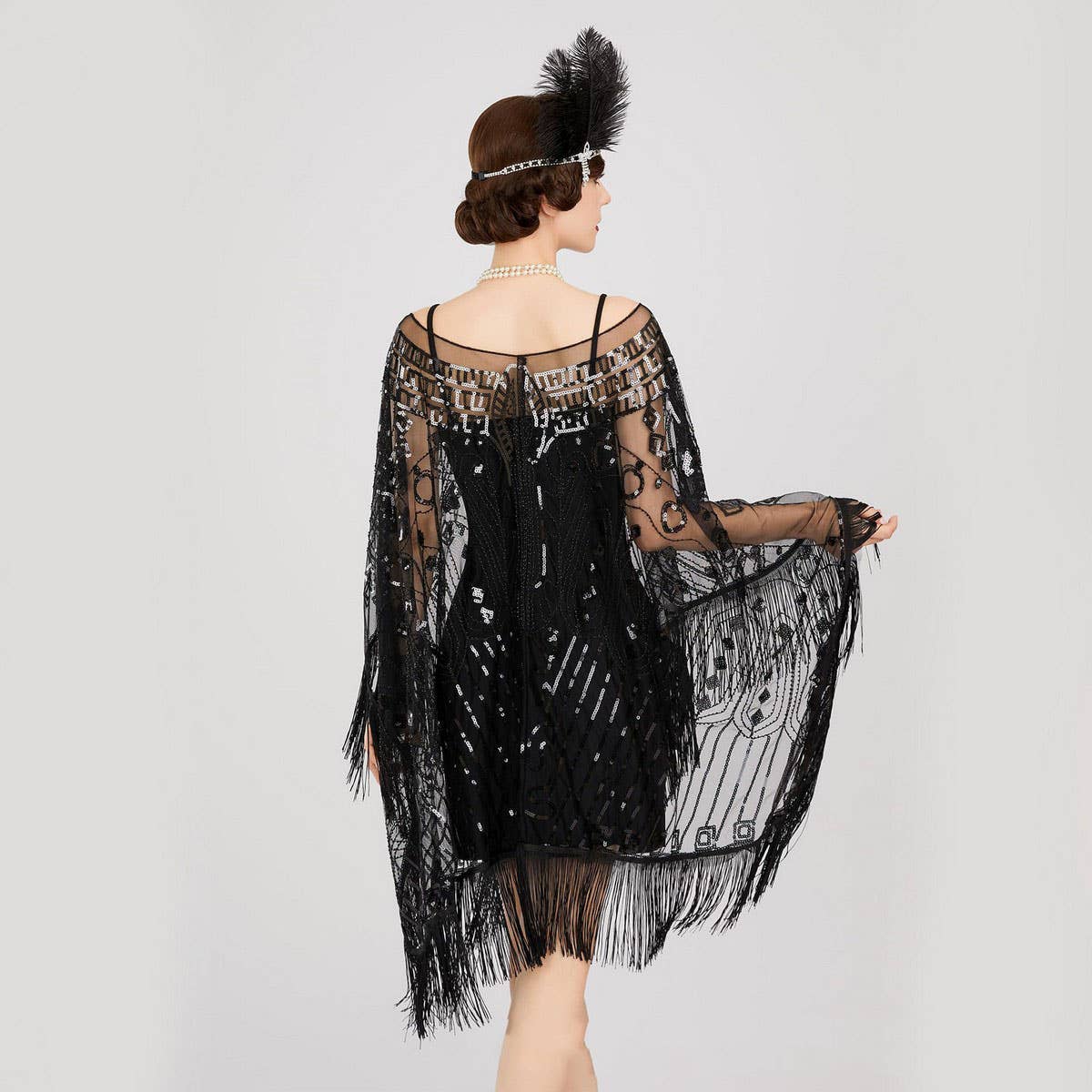 Elegant Sheer Sequin Fringe Wrap