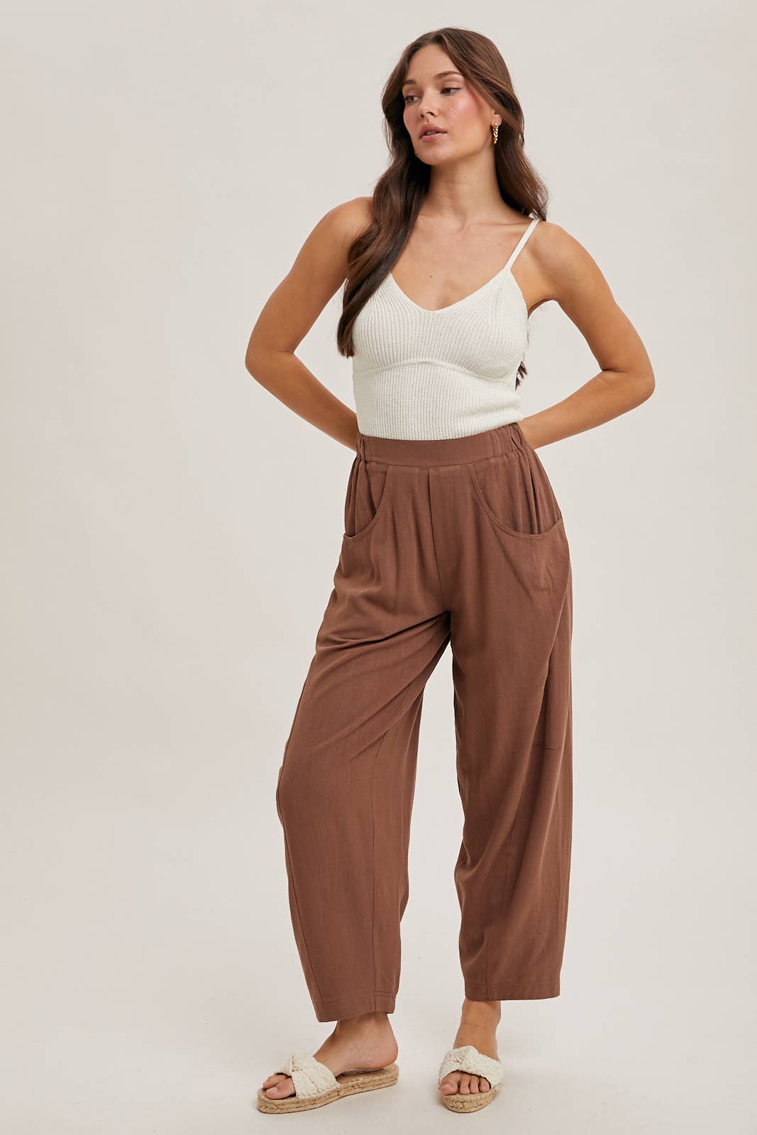 Relaxed Barrel Pants With Pockets