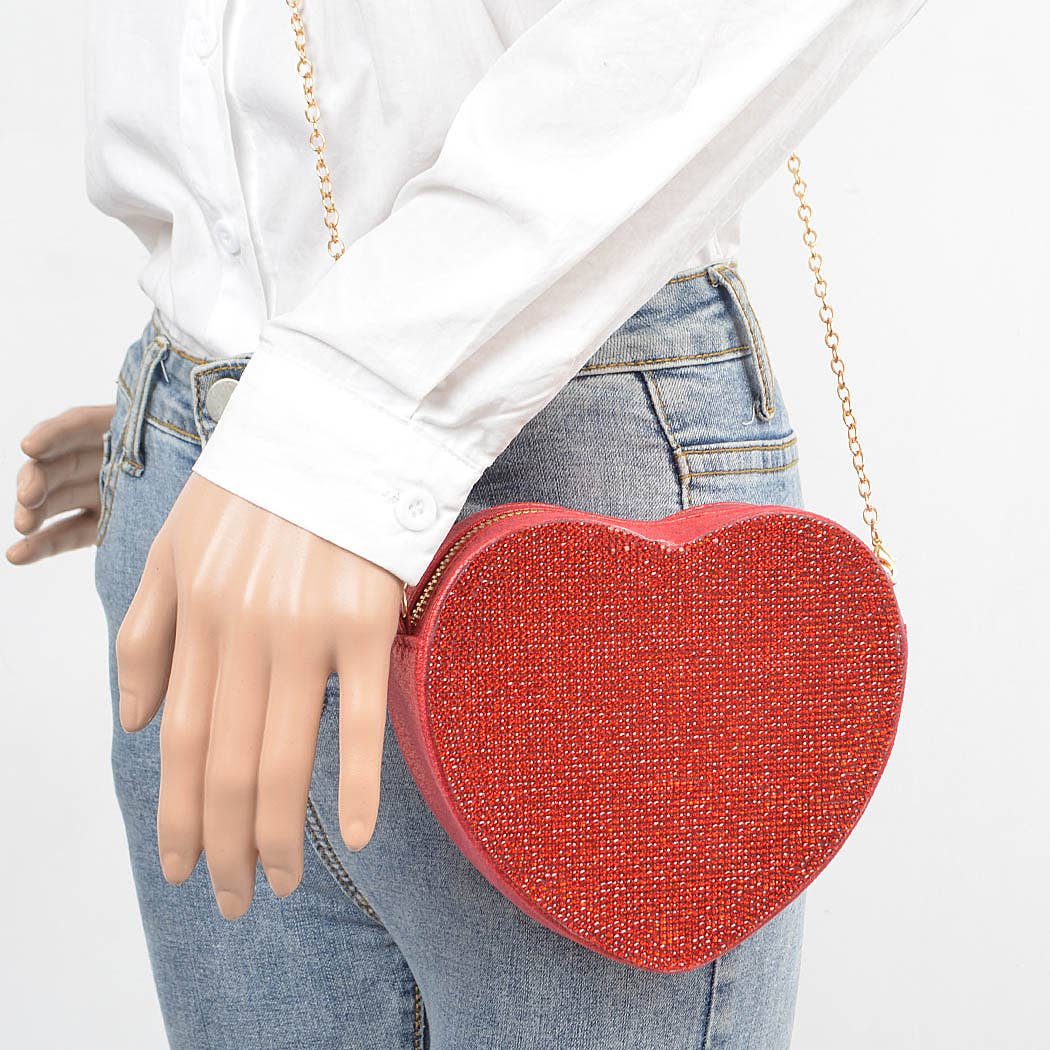 Rhinestone Heart Shape Clutch