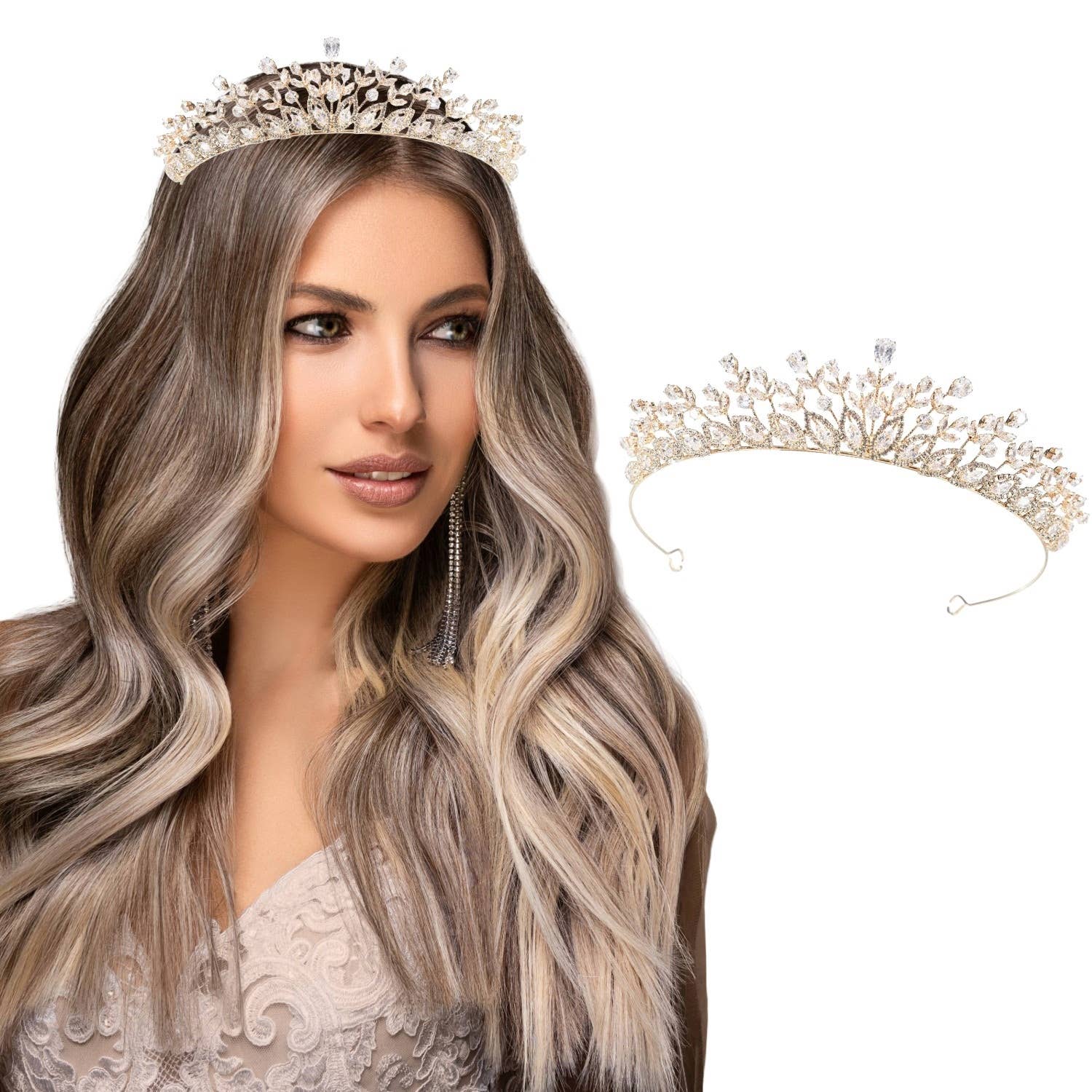 69859-200 Gold  Plating Tiara L 15.5 *H 1.5