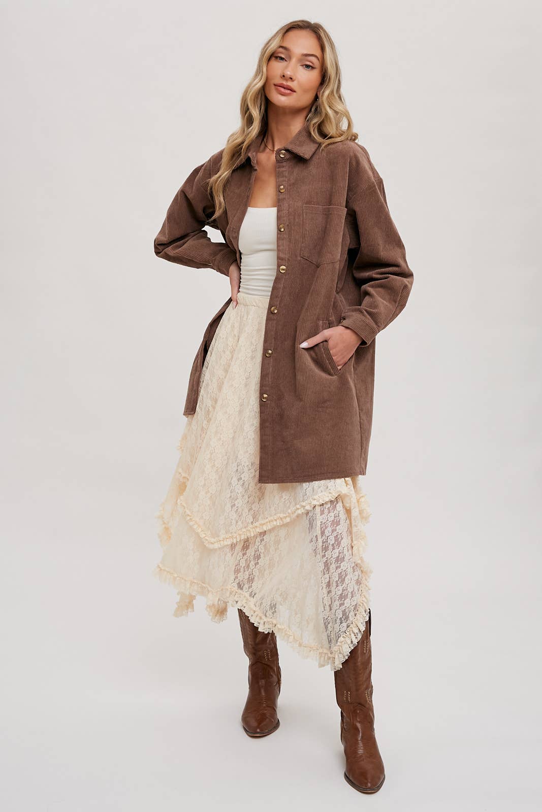 Lace Tier Midi Skirt